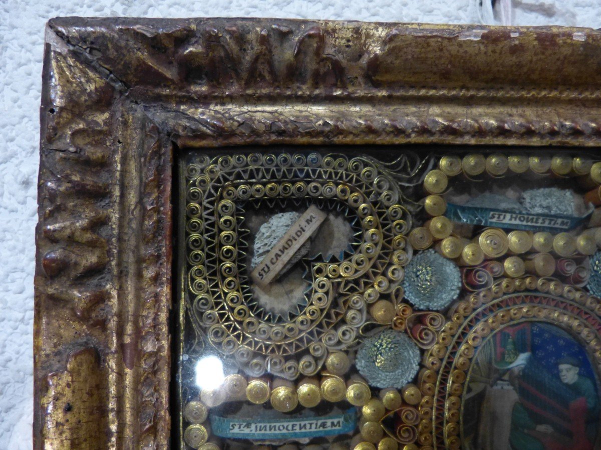 Rare Reliquary With Paperolles And Central Gouache 18th-photo-3