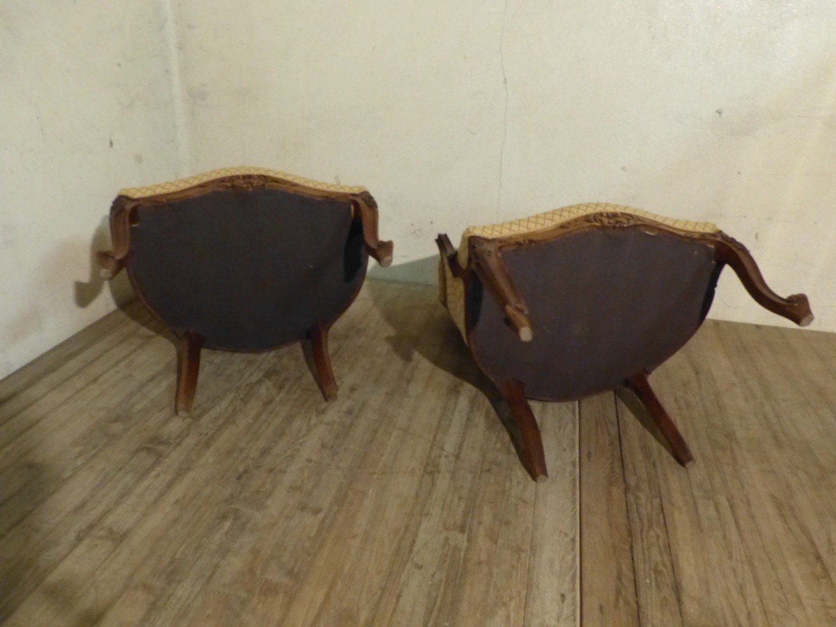 Pair Of Louis XV Style Bergères In Walnut-photo-2