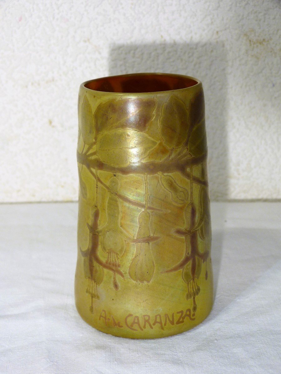 Amédée De Caranza Art Nouveau Vase Enamelled With Metallic Oxides