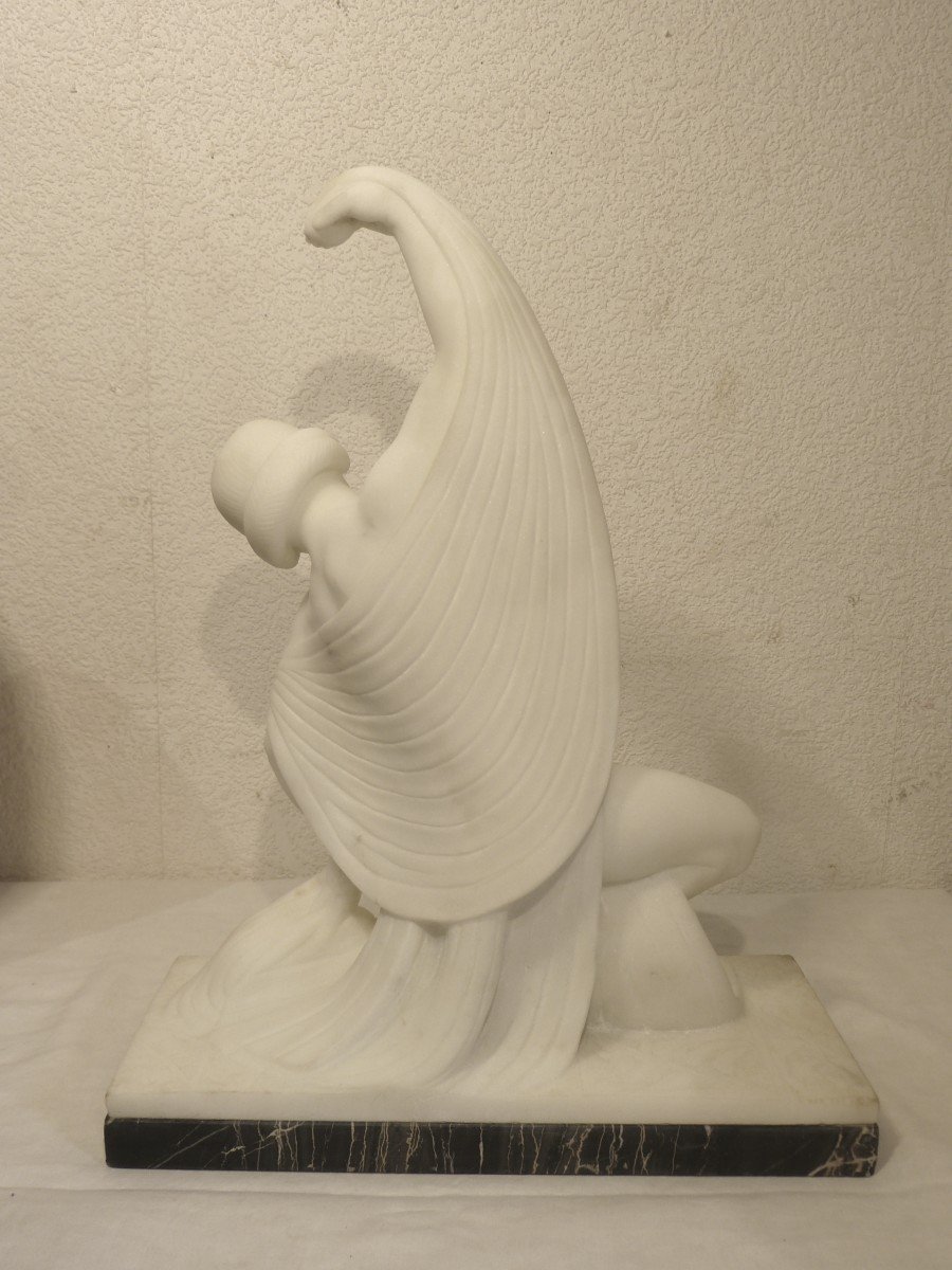 Marble, Art Deco Dancer, Signed Pugi-photo-2