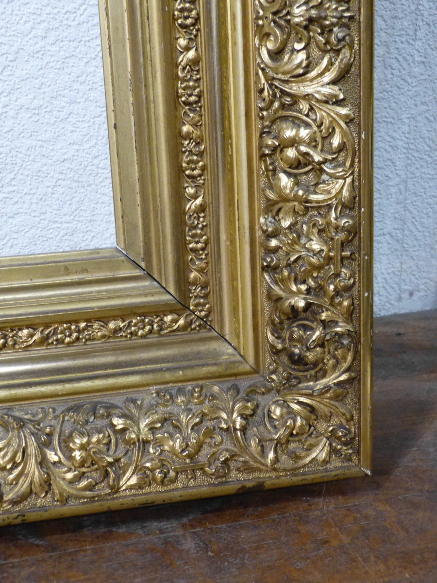 Very Large Golden Frame 19th 137 X 111 Cm-photo-3