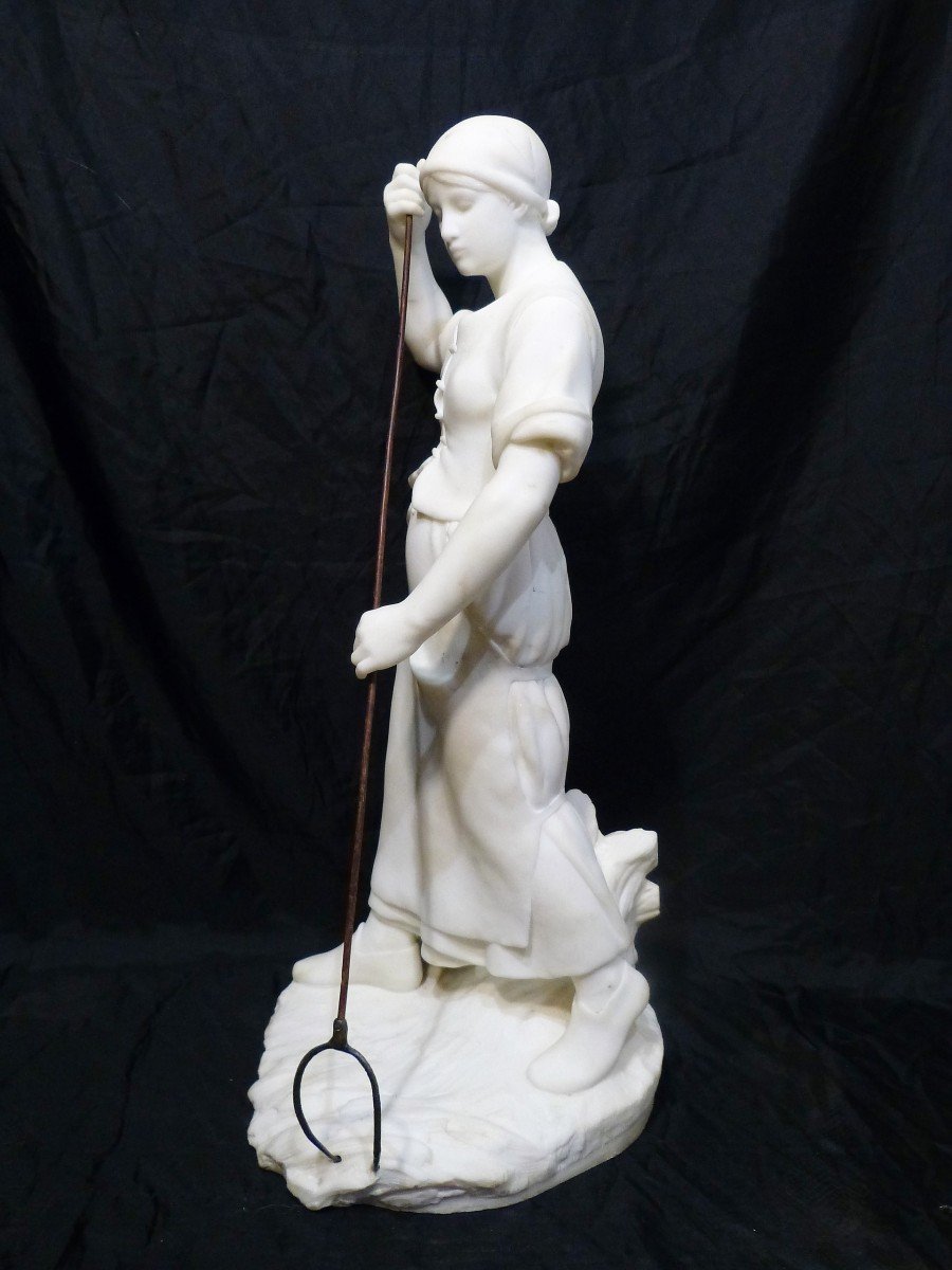 Albert Lefeuvre, Large Marble Young Tedder 77 Cm-photo-6