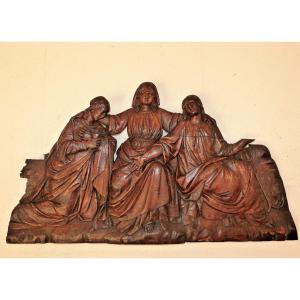 Crepe Carved Panel, Faith And Hope Period 18th