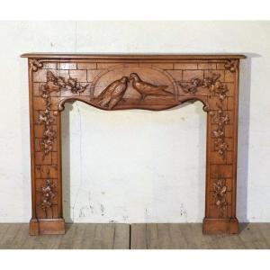 Eternal Love Art Nouveau Wooden Fireplace