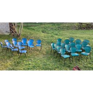 Series Of 30 20th Century Stackable Metal Chairs