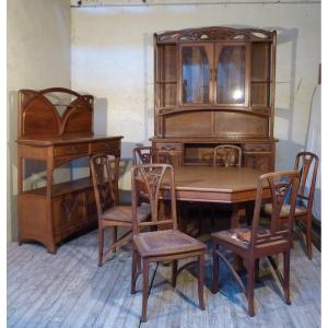 Gauthier Poinsignon Oak Dining Room Art Nouveau Sorbier Model 1904