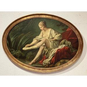 Bather After François Boucher Oval Painting