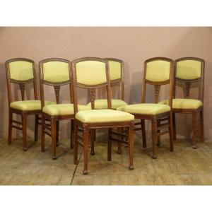 Series Of 6 Art Nouveau Chairs In Mahogany School Of Nancy