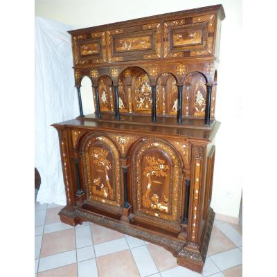 Dressoir Nineteenth And Ivory Inlaid  Medieval Setting