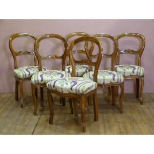 Series Of 6 Louis Philippe Padded Walnut Chairs 19th