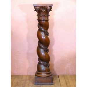 Torso Column In Sellette Oak 19th