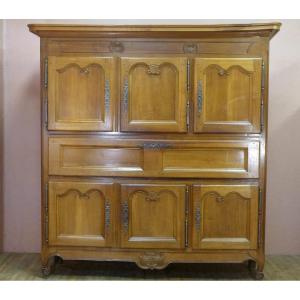 Vosges Flap Buffet 19th In Cherry Wood 6 Louis XV Doors