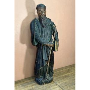 Importate Wooden Statue 156 Cm Saint Pellerin Saint James The Greater 17_18th 