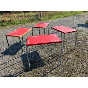 Set Of 4 Stackable Veselize Artois Metal Bistro Tables 