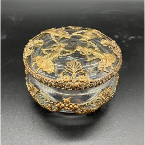 Empire Style Candy Box In Glass And Gilded Brass Decor 