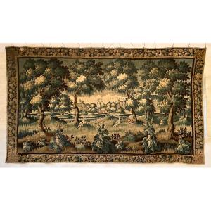 Very Large Aubusson Tapestry 18th Century Château Volatiles Landscape Greenery 480 X 275 Cm