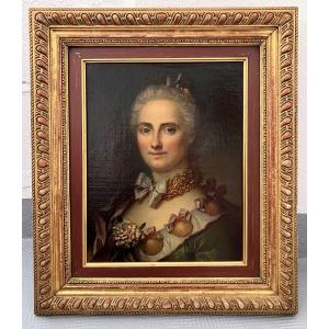 Beautiful Female Portrait 18th Century Painting Oil On Canvas Framed 