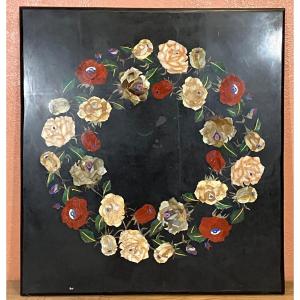 Italian Flower Decor Marble Marquetry Table Top