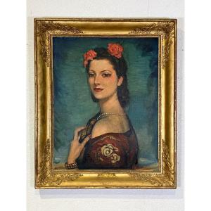 Federico Beltran-masses Portrait Of Young Woman Framed Painting 