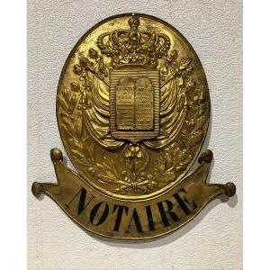 Second Empire Notary Plaque In Gilded Brass 