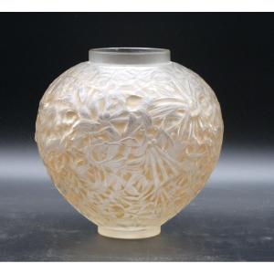 René Lalique Vase Gui En Verre Patiné Art Déco 