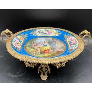 Grande Coupe En Porcelaine De Sèvres Napoléon III Monture Bronze Doré