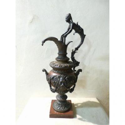 Ewer Bronze And Marble Renaissance Style Late 19th.