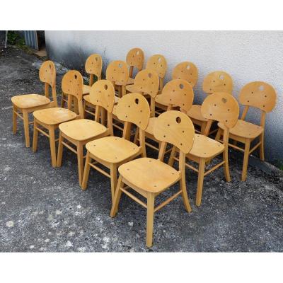 Set Of 9 Bistro Chairs 70s