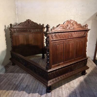 Renaissance Oak Bed, Or Pair Of Headboard