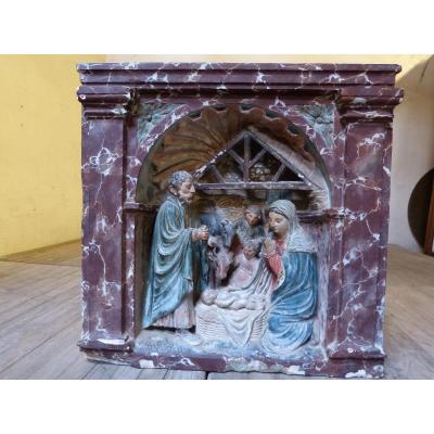 Nativity Renaissance Lorraine 16th H 73 Cm Stone Sculpture