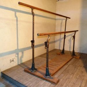 Old Cast Iron And Wood Gymnastics Asymmetrical Bars