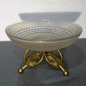 Baccarat, Coupe En Cristal Montée Bronze Art Nouveau