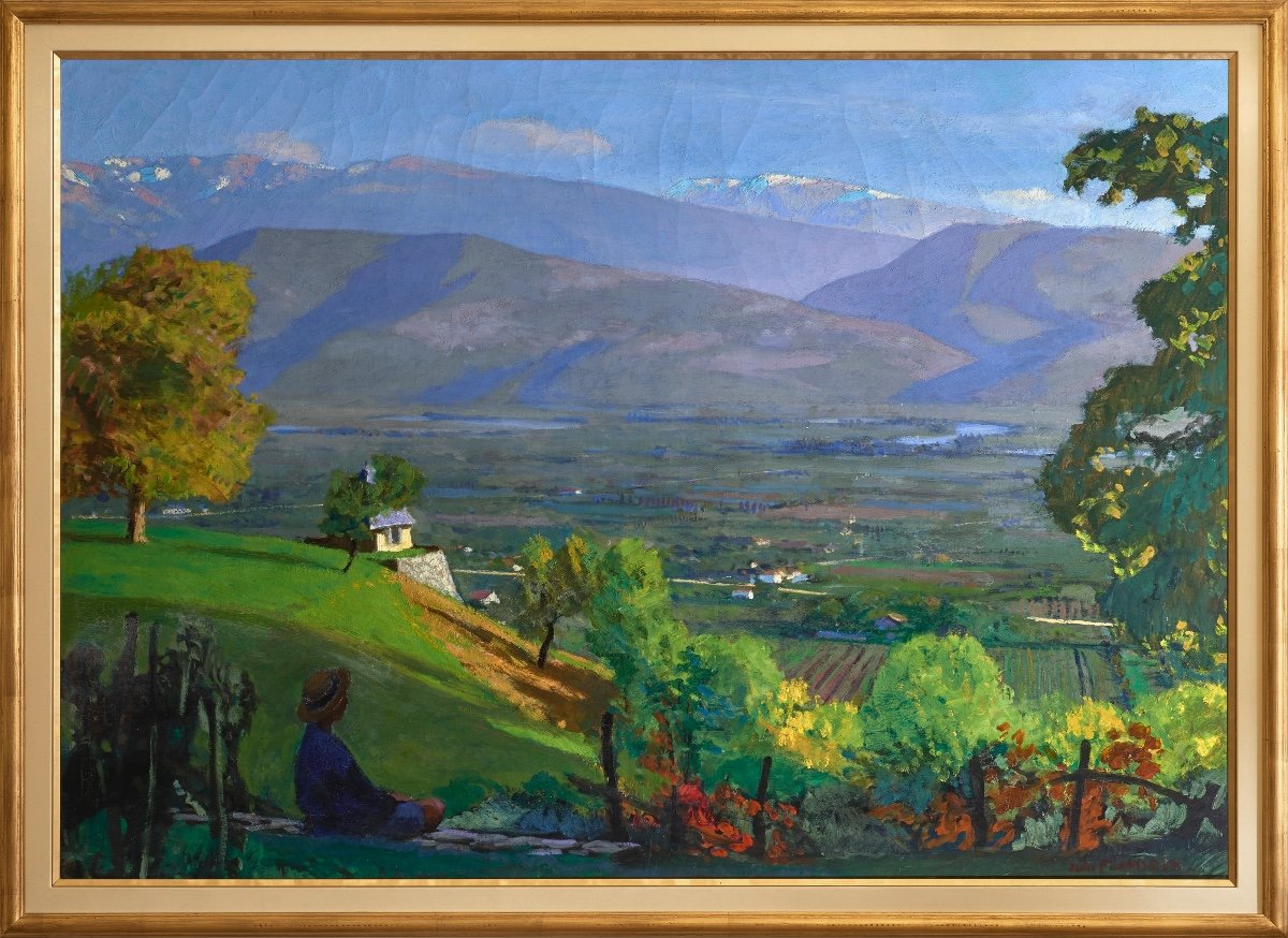 Jules Flandrin (1871-1947). Vallée du Grésivaudan au printemps vue de Corenc-photo-2