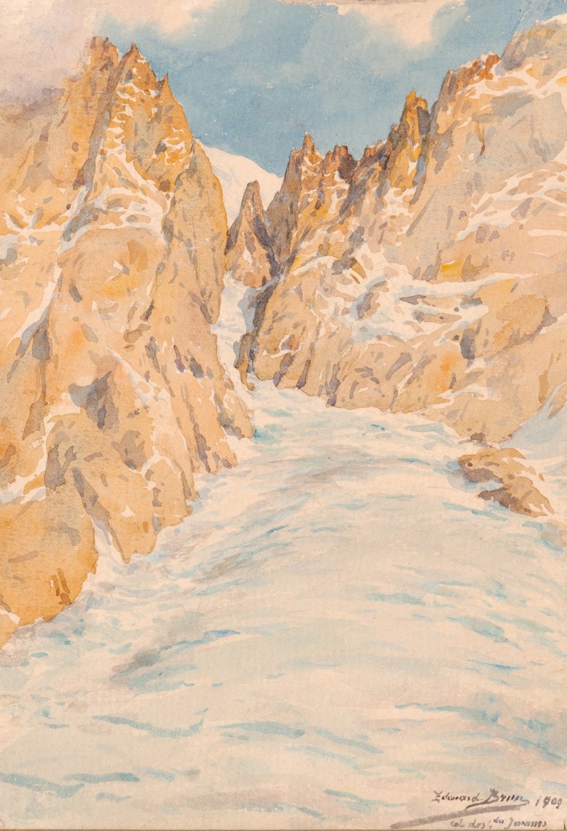 Edouard Brun (1860-1935). Col Des Grandes Jorrasses. Massif Du Mont-blanc