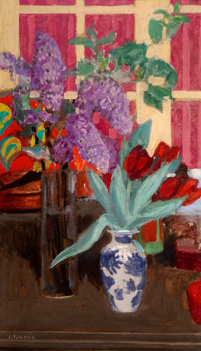 Jules Flandrin (1871-1947). Tulipes et lilas, vers 1911-1912