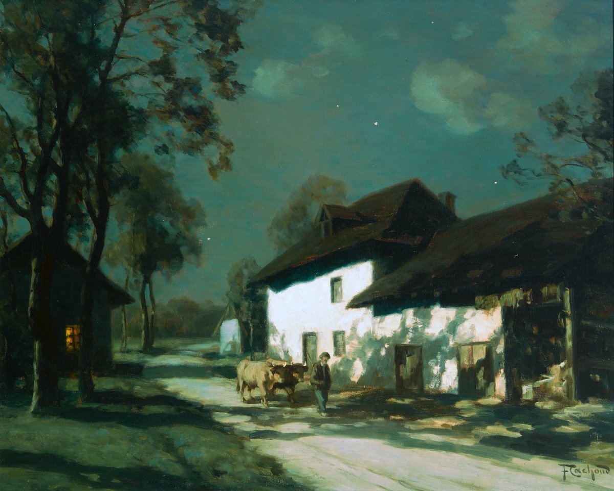 François Cachoud (1866-1943). On The Road In The Clear Night