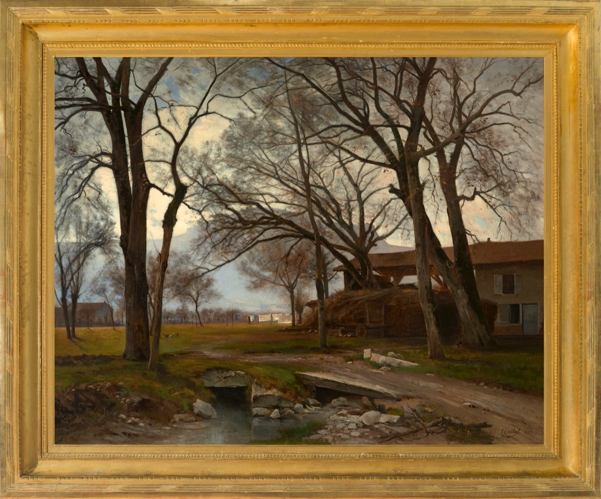 Laurent Guétal (1841-1892). The Rondeau Farm, Near Grenoble, Isère-photo-2