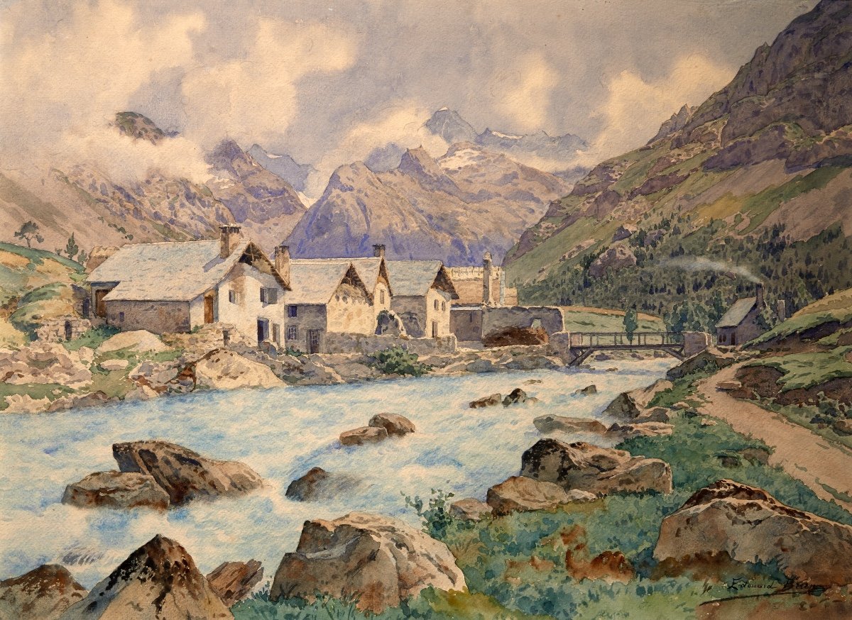 édouard Brun (1860-1935). Le Vénéon And The Hameau Des Etages