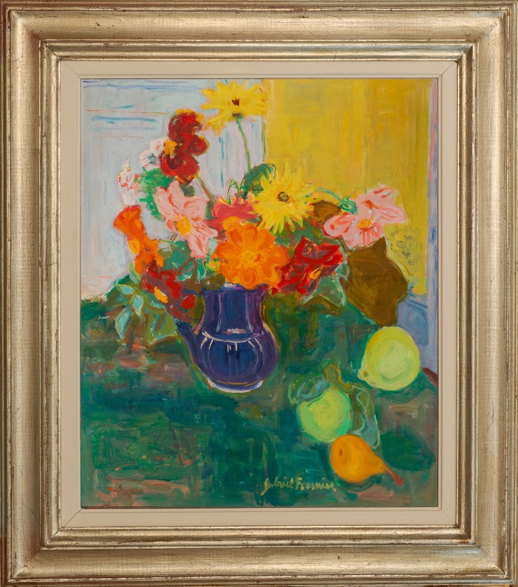 Gabriel Fournier (grenoble 1893-fontainebleau 1963). Still Life With Flowers And Fruit-photo-2