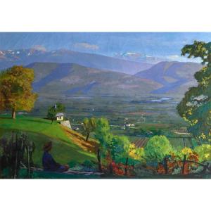 Jules Flandrin (1871-1947). Vallée du Grésivaudan au printemps vue de Corenc