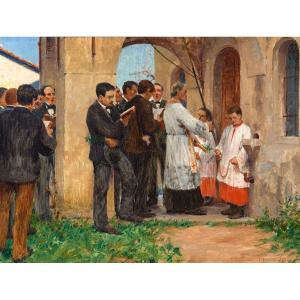 Tancrède Bastet (1858-1942). Attolite Portas: Palm Sunday In Montand (isère)