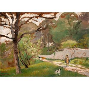 Jules Flandrin (1871-1947). Corenc, chemin Malanot. Premiers jours de printemps.