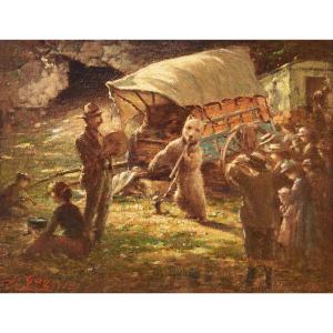 Jacques Gay (1851-1905) The Bear Shower, Nomad Camp In Sassenage (isère)