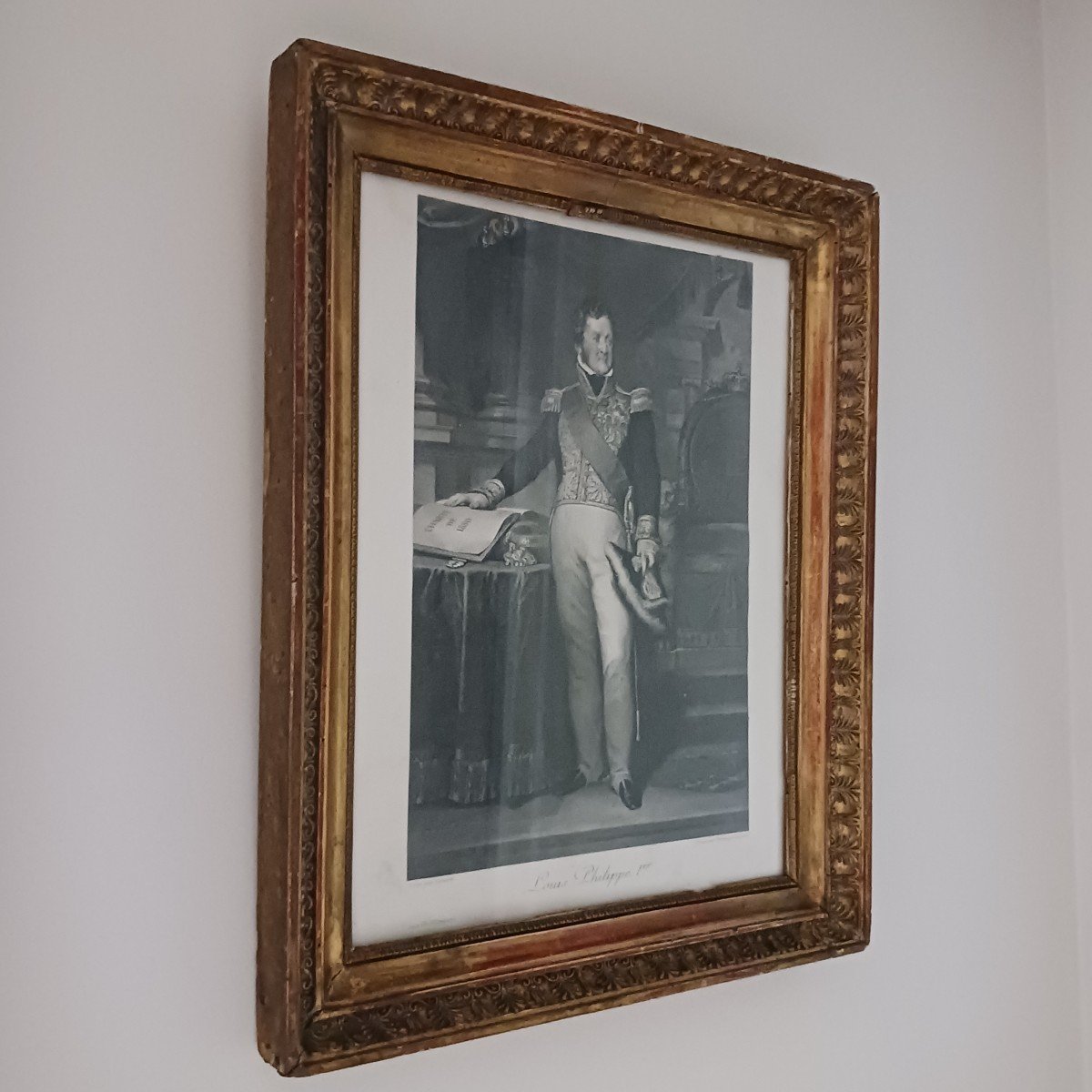 D'après Gérard - gravure du roi Louis Philippe par Dupont - cadre à palmettes Empire - souvenir royaliste-photo-4