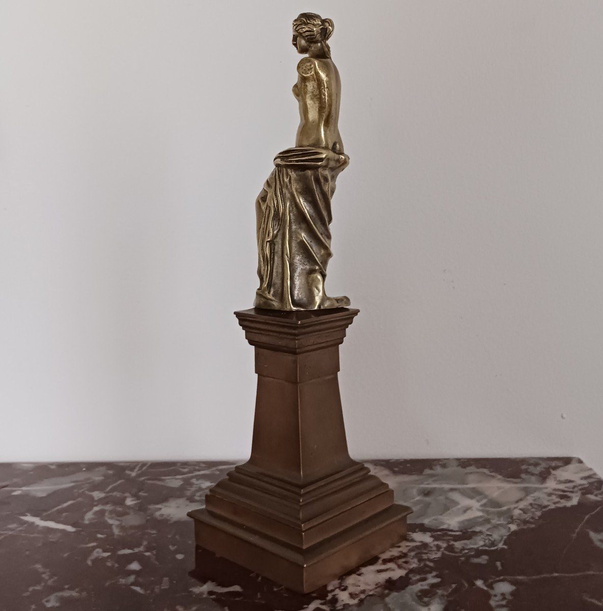 Bronze Souvenir Or Curiosa - Venus De Milo In Bronze - Large Architectural Base - Late 19th Century-photo-5