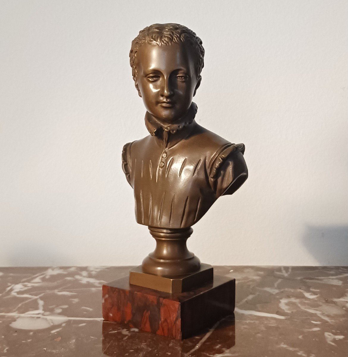 Baron Bosio, After (signed) - Bust Portrait Of Henri IV As A Child - Bronze With Medal Patina