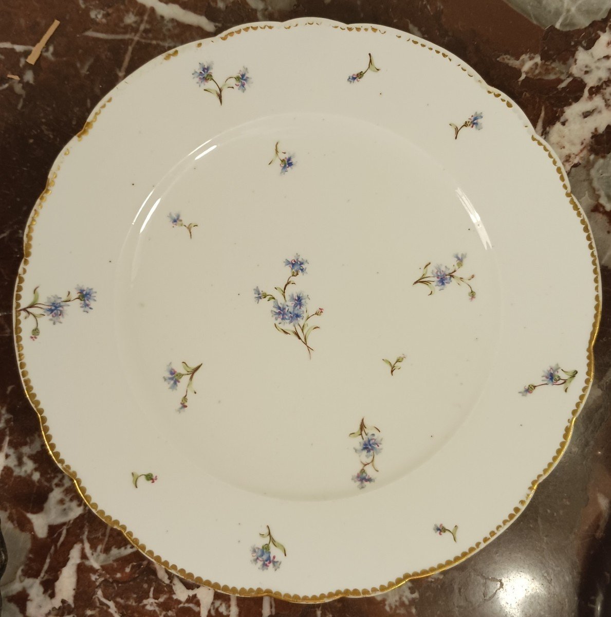 Manufacture Royale De Sèvres - Hard Porcelain Dinner Plate - Painter Madame Bunel - Louis XVI Period-photo-3