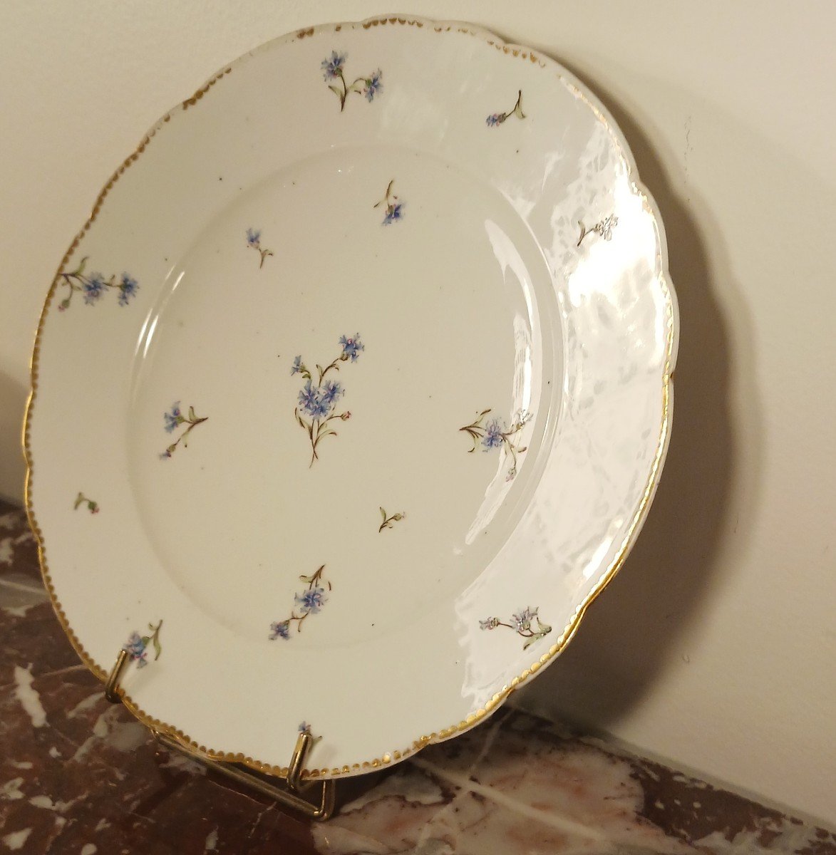 Manufacture Royale De Sèvres - Hard Porcelain Dinner Plate - Painter Madame Bunel - Louis XVI Period-photo-4