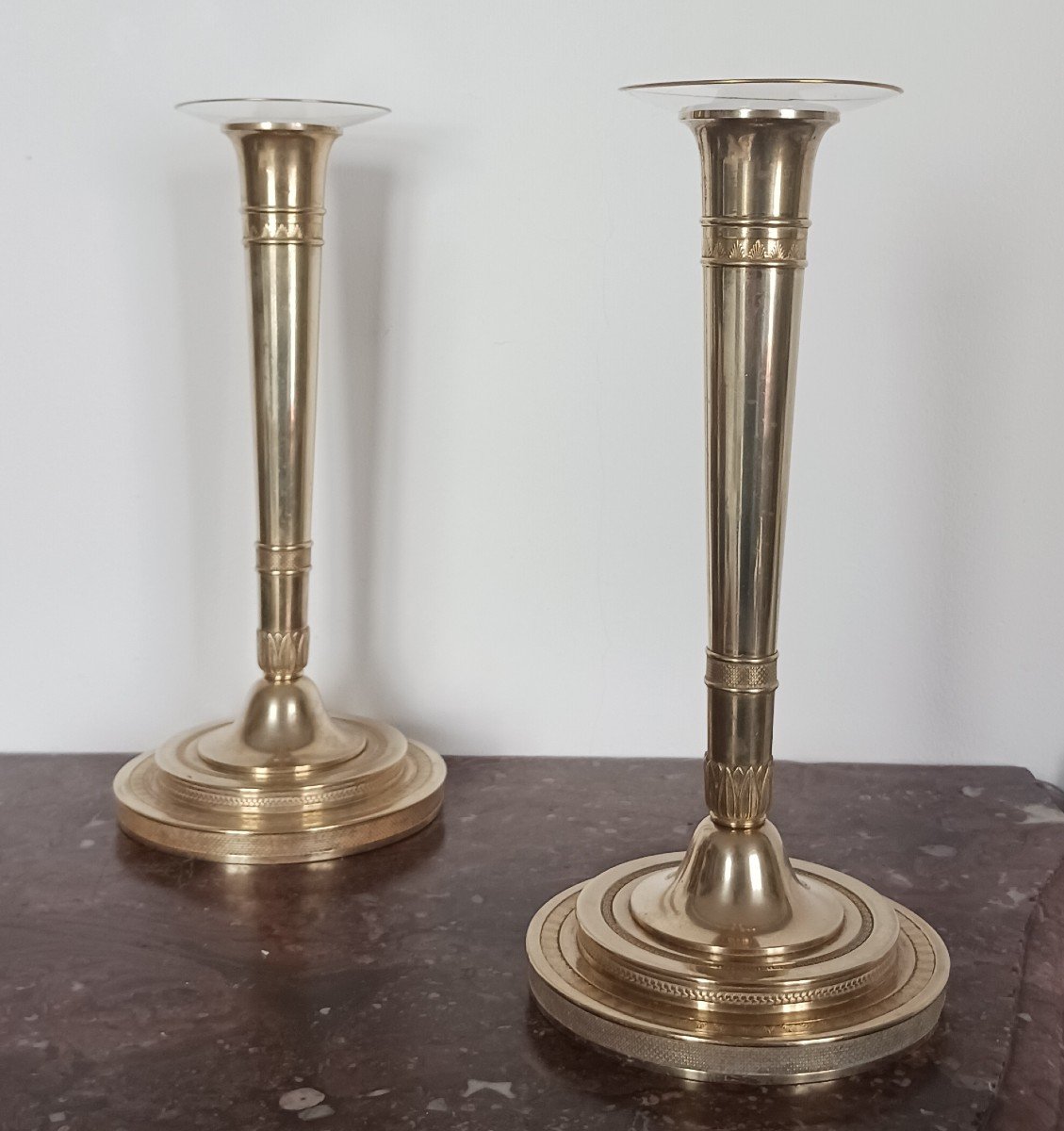 Paris, Consulat, Empire Period - Pair Of Bronze Candlesticks Or Torches - Imperial Model-photo-3