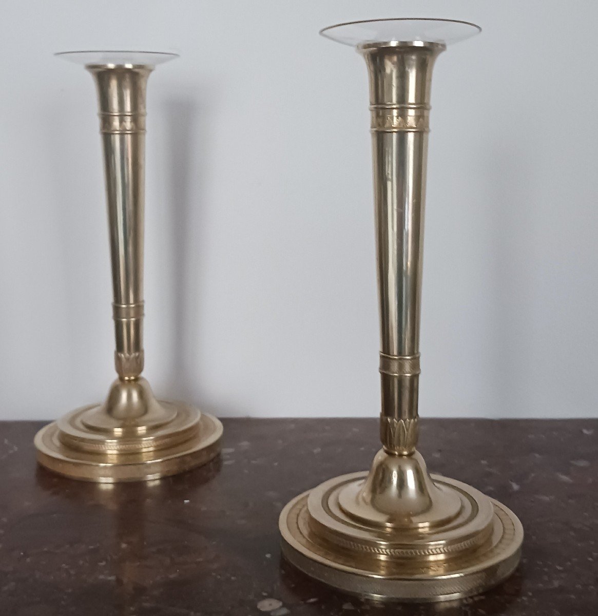 Paris, Consulat, Empire Period - Pair Of Bronze Candlesticks Or Torches - Imperial Model